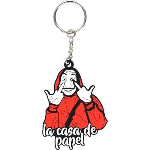 Reneecho The House of Paper Money Heist Keychain keyrings La Casa De Papel Salvador Dali Key Chain Women Men Xmas Gift