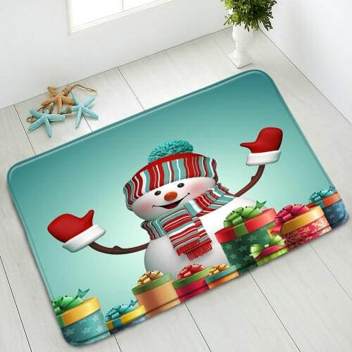 Christmas Snowman Non-slip Bath Mats Bedroom Kitchen Doormat Rug Indoor Floor Mat Absorbent Carpet Washable Foot Pads Home Decor