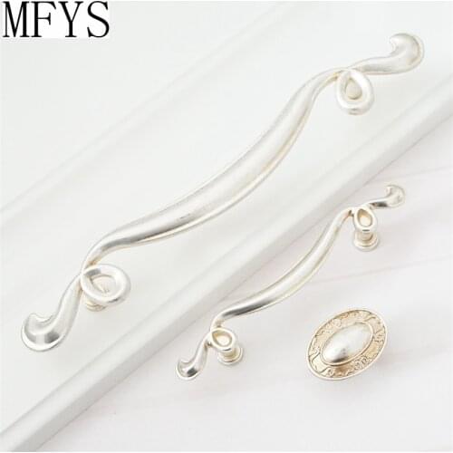 MFYS 3.25" 6" Furniture Handle Zinc Alloy Cabinet Handles Drawer Pulls Wardrobe Closet Knob Handle Antique Silver Kitchen Knobs