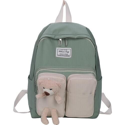 Schoolbag For Middle School Students Female INS Korean Edition High School Bear Backpack Anti Theft Backpack Women HANDBAG