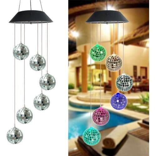 High Quality Solar Crystal Ball Lamp Multi-color Waterproof Windbell Lamp For Outdoor Garden Decoration