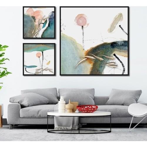 Golden Carps Lotus Pond Canvas Paintings Pink Lotus Posters And Print Wall Art Pictures For Room Bar Office Hotel Decor