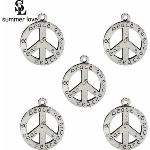 10Pcs/lot Zinc Alloy Charms Antique Silver Plated Peace Symbol Charm Pendants Jewelry Findings Fit DIY