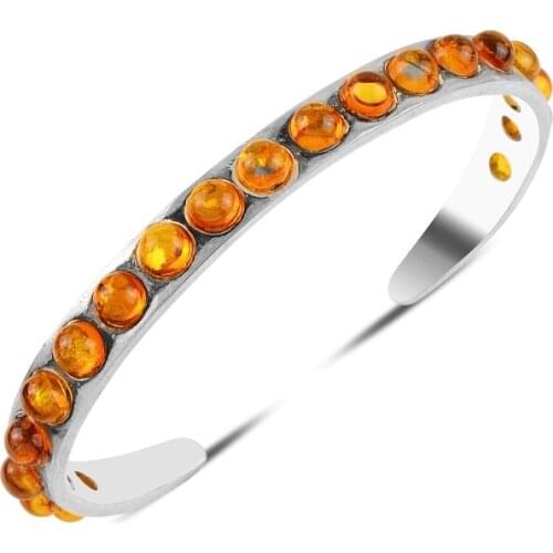 100% real 925 Sterling Silver Genuine Amber Stone Bracelet/Bangle gift woman princess girl special occasions elegant stylish jew