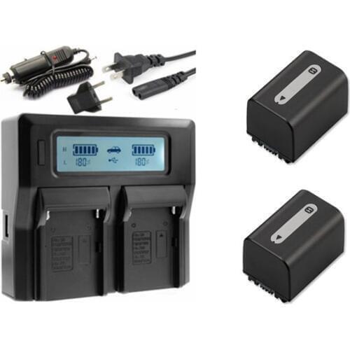 2x NP-FH60,NP-FH70 FH30 FH40 FH50 FH60 FH70 Battery+LCD Dual USB Charger for Sony AC-VQH10 DCR-SX41,HC21 DVD103, HDR-SR12 CX500V