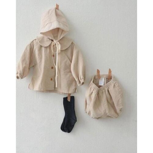 2019 Wholesale New Toldder Boys Girls 2 Pcs Corduroy Set Coat+PP Shorts Autumn Spring Kids Suits 1-5t PP320