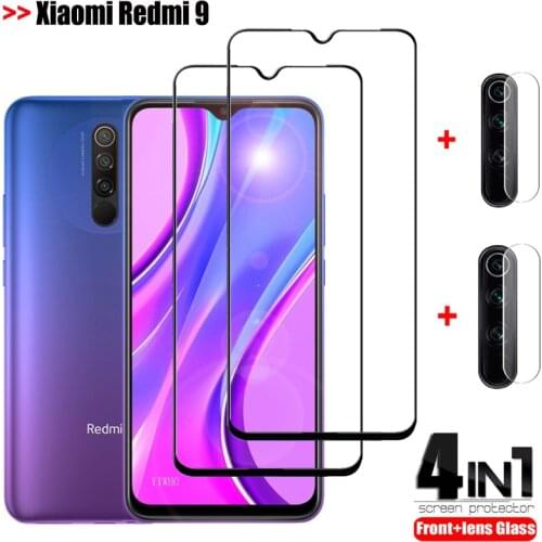 4 in 1 Redmi 9a 9c Tempered Glass for Xiaomi Redmi Note 9 Pro Max Camera Len Film Note9 Screen Protector Xiomi Red Mi Not 9S