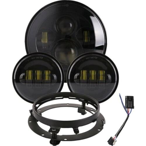 7inch Round Motorcycle LED Headlight Assembly + 7Inch Trim Ring+ 2PCS X30W 4.5inch LED Passing Light for Softail Touring