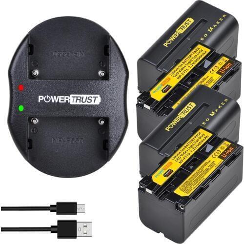 PowerTrust NP-F750 NP-F770 NPF750 Battery+USB Dual Charger for Yongnuo Godox LED Video Light YN300Air II YN300 III YN600 L132T