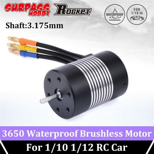 Surpass Hobby Rocket 3650 Sensorless Brushless Motor Waterproof 4 Pole Motors 3.175mm Gear 1650/2050/4300KV 1/10 1/12 HSP RC Car
