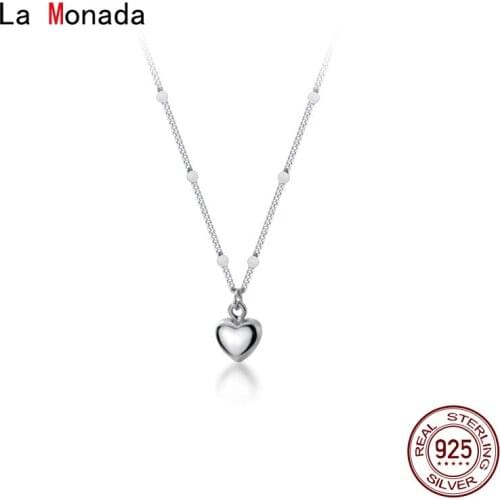 La Monada 925 Silver Chain Necklace For Women Minimalist Heart Pendant Small Silver 925 Jewelry Silver Necklace 925 Female