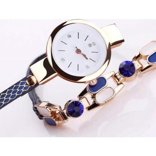 Women Watches Ladies Fashion Bracelet Watch Faux Leather Band Round Dial Analog Quartz Wrist Watch reloj mujer