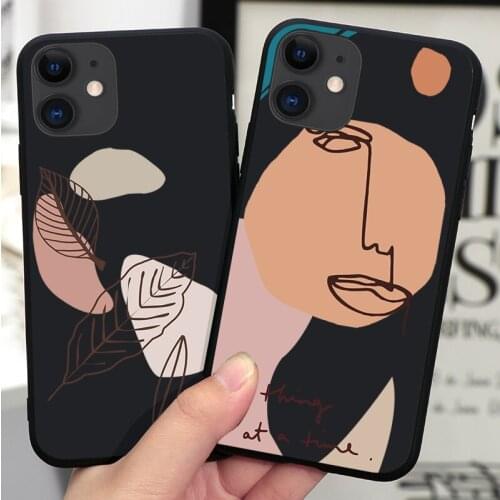 Art Abstract Geometry Black Silicone Phone Case For IPhone 12 Mini 11 Pro Max XR XS XSMax X 5 5S SE 2020 6 7 8 Plus TPU Cover