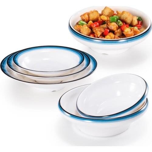 Japanese style Environmental protection plastic Imitation porcelain bowl Dinner plate dessert cake steak salad fruit plates
