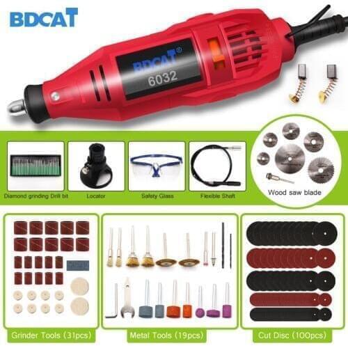BDCAT 180w Engraving Electric Rotary Tool Variable Speed Mini Drill Grinding Machine with Power Tools Dremel Tool Accessories