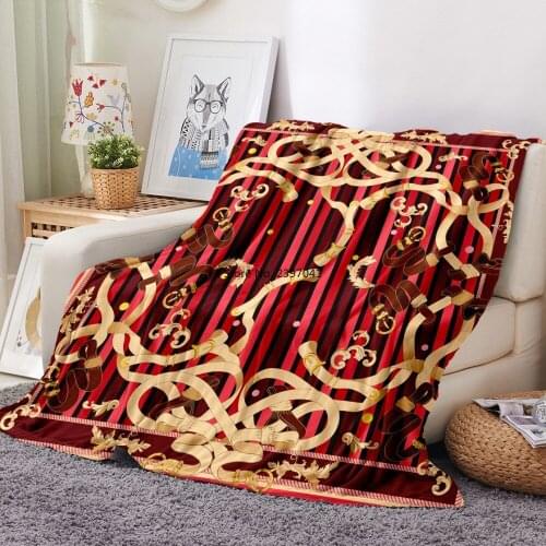 Classic Pattern Chain Blanket Luxury Baroque Flannel Throw Fleece Blanket 3d Print Microfiber Soft Travel Office Sofa Blanket