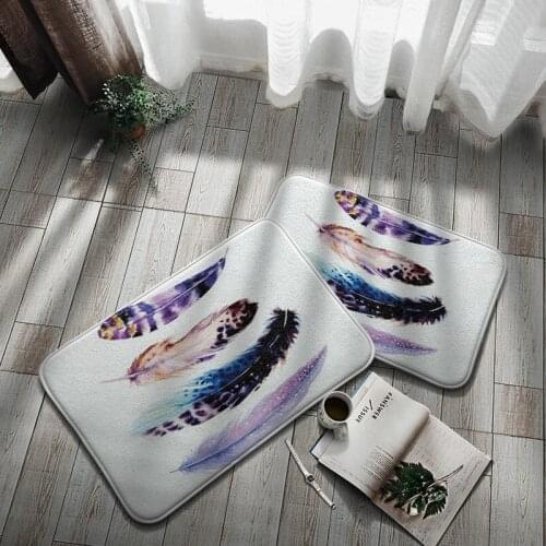 Color Feather Decoration Doormat 40*60cm Living Room Carpet Bathroom Anti-Slip Bath Mat Absorbent Floor Mat Indoor Home Rug