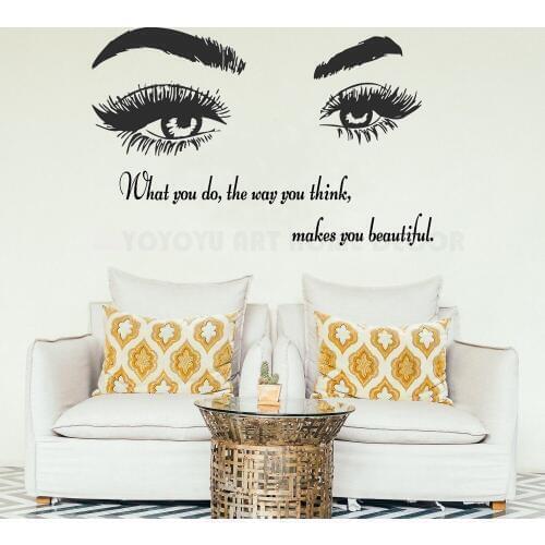 Beautiful Wome Eyes Quotes Wall Decal eyelash brows Wall Decor Sticker Vinyl Art Bedroom Decorative Beauty Salon Poster Y106