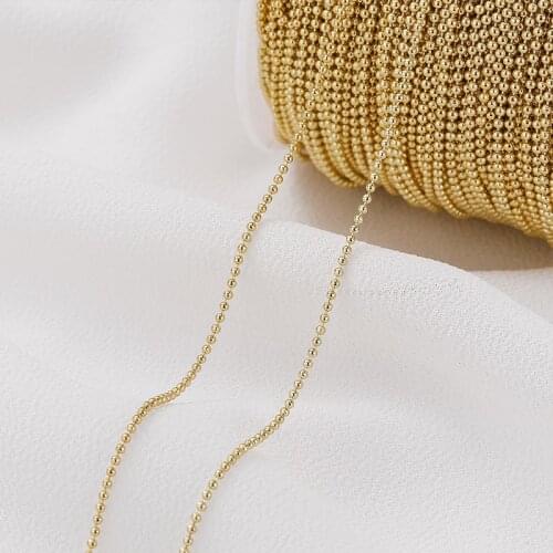 Copper 14K Plated Ball Beads Chain Necklace Bead Connector 1M For Jewelry Making DIY Necklace Earrings Bracelets Chain Spool