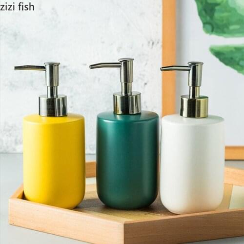 Minimalist Pure Color Portable Soap Dispenser Ceramic Toiletries Shampoo Empty Bottle Bath Supplies Hand Sanitizer Bottle