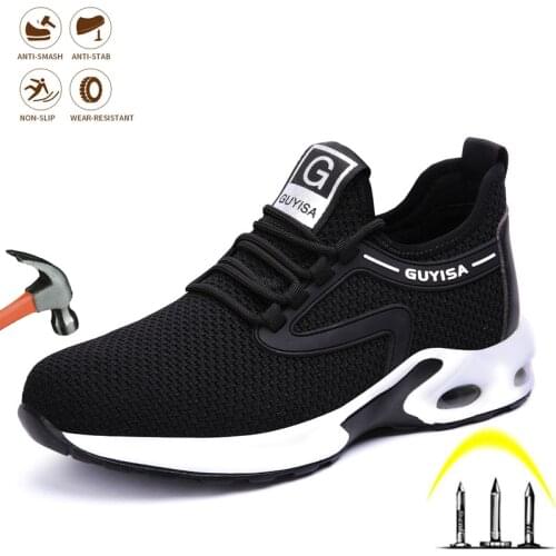 Men Cushion Safety Shoes Work Steel Toe Cap Indestructible Anti Smashing Anti-puncture Boots Breathable Comfortable Sneakers