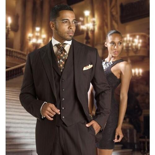 2017 Latest Coat Pant Designs Brown Black Men Suit Slim Fit Skinny 3 Piece Suits Groom Tuxedo Custom Prom Blazer Terno Masculino