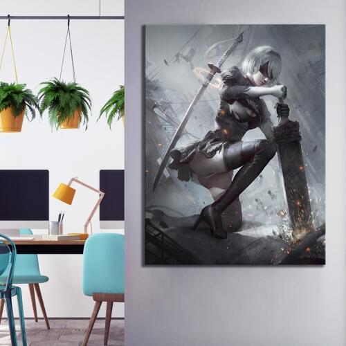 1 Panel NieR:Automata 2B Game Canvas Printed Painting For Living Room Wall Art Home Decor HD Picture Artworks Modern Poster