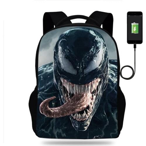 Hot Venom Backpack Boys Girls School Bags Children Teenager USB Charging Daily Travel Backpack Men Women Schoolbags Mochila