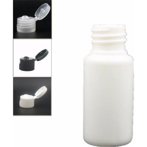 20ml empty Plastic Bottles, white PE bottle with black/transparent/white flip-top cap X 10