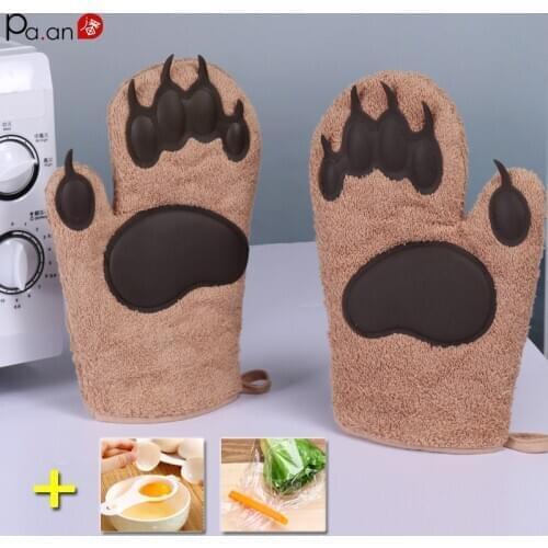 2PCS Silicone Oven Gloves Microwave Baking Kitchen Cooking Bbq Thicken Gloves Heat Resistant Gloves Finger Protector Silicone