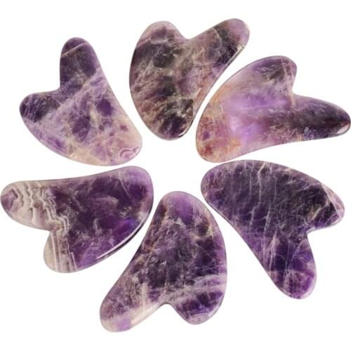 Natural Amethyst Gua Sha Scraper Face Massager Gouache Healing Stone Tool For Facial Neck Back Body Guasha Massage Skin Care