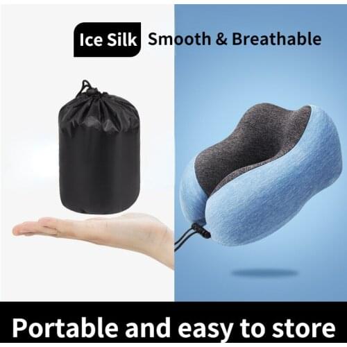 Ice Silk Memory Foam U-shaped Pillow Neck Pillow Storage Napping Airplane Pillow U Shaped Pillow for Home Office Travel