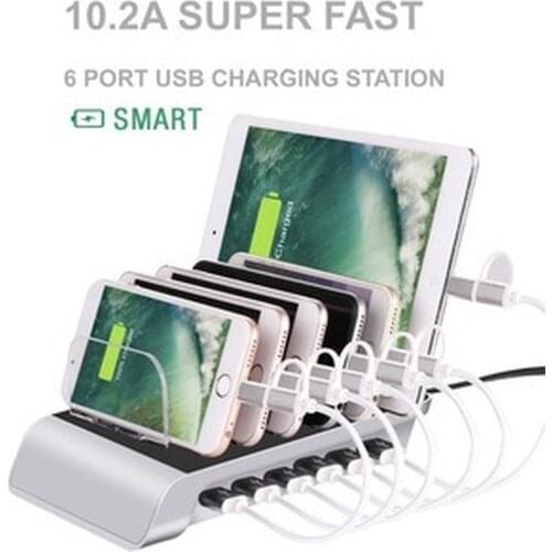 Six-port Smart USB Charger Multifunctional Creative Mobile Phone Tablet Charging Portable Base Bracket for Smart Phone Charging