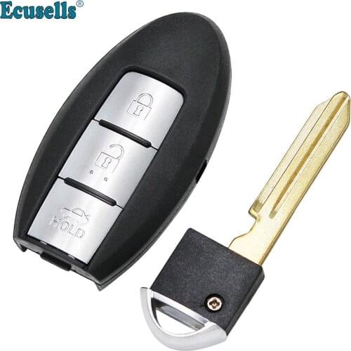 Smart remote key Shell 3 Button Remote Key Case Blank Fob For NISSAN X-Trail Murano E-NV200 UNCUT NSN14 blade left connector