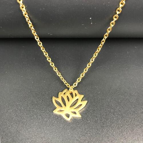 High Quality Stainless Steel Jewelry Delicate Flower Necklaces for Women Tiny Lotuses Pendant Collars For Wedding Party Gift