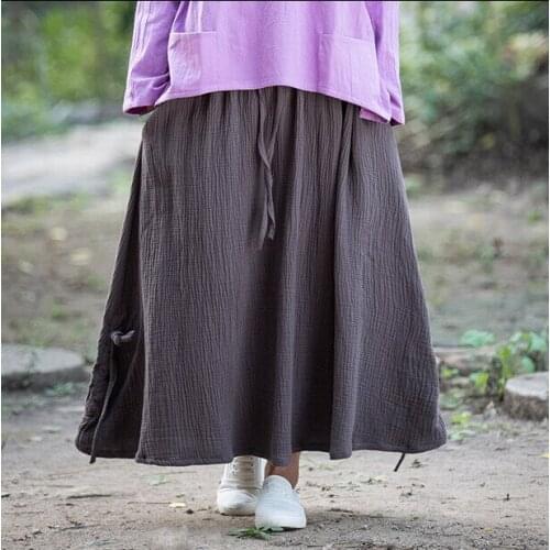 2020 New Spring Summer women long cotton linen skirts,plus size S-5XL Comfortable and soft casual skirts with pockets