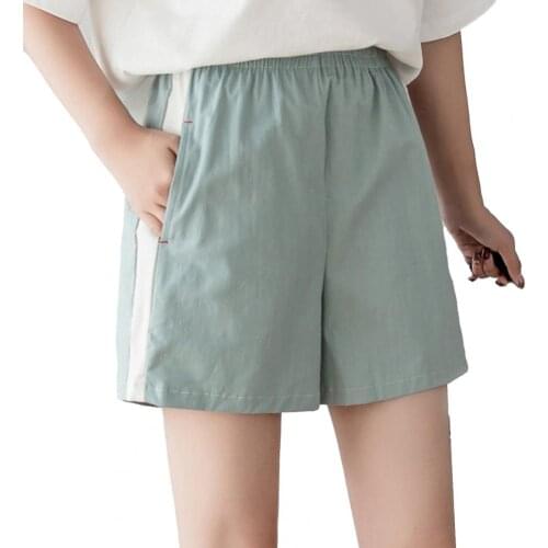 Women Shorts High Waist Striped Summer Wide Leg Loose Shorts for Sports Elastic waist Summer Streetwear shorts 2021