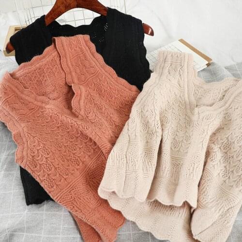 Sanishroly Women Hollow Out Pattern Sweater Tank Autumn Winter Sexy V-Neck Knitted Vest Female Sleeveless Camis Short Tops SE968