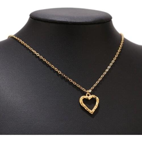 1pc Stainless Steel Gold Plated 16*18mm Charm Heart Pendants With 50cm Chains Necklaces For DIY Love Jewelry Making Findings