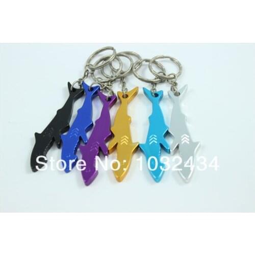 1200Pcs Aluminum Alloy Bottle Opener Key Chain Metal Can Openers Keyring Shark Shape- Free Shipping