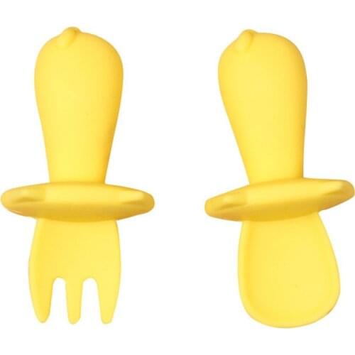 2pc/set Silicone Spoon Fork for Baby Safety Feeding Child Dining Spoon Tableware Tongue Anti Scald Anti-Choke Children Tableware