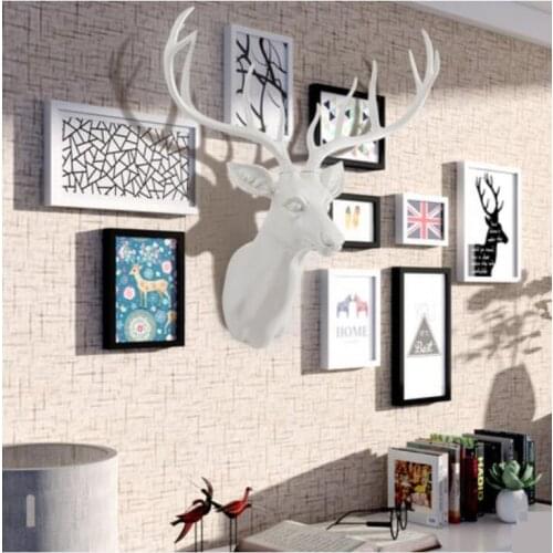 2018 Vintage European Style Deer Head Wall Hanging Statue Aanimal Figurine Sculpture For Home Decorations Attic Ornaments