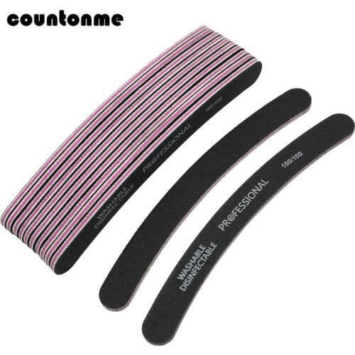 25pcs Curve Nail Files 100/100 Black Nail Art Pedicure Manicure Beauty Tools Nail Gel Polish polisher Buffer Block Wholesale