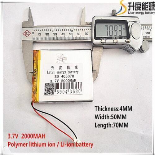 3.7V,2000mAH,[405070] PLIB; polymer lithium ion / Li-ion battery for GPS,mp3,mp4,mp5,dvd,bluetooth,model toy