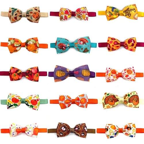 50/100pcs Thanksgiving Puppy Dog Bow Tie Fall Style Pet Dog Necktie Small Dog Cat Bowties Neckties Pet Puppy Grooming Supplies