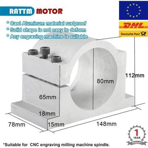 65mm 80mm 100mm diameter Spindle motor cast aluminium bracket for CNC engraving milling machine spindle