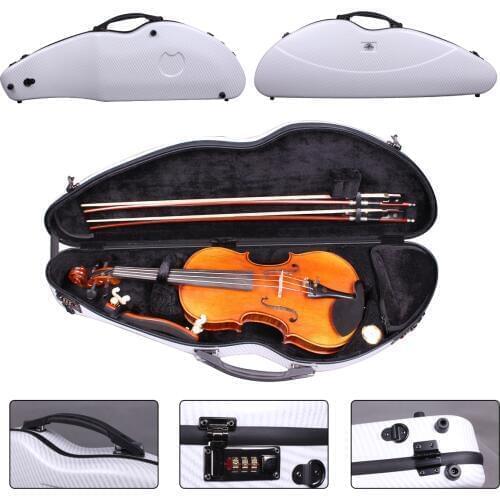 Yinfente White Rectangle Violin Hard Case 4/4 Carbon Fiber Composite 1.8kg Light Code lock High quality