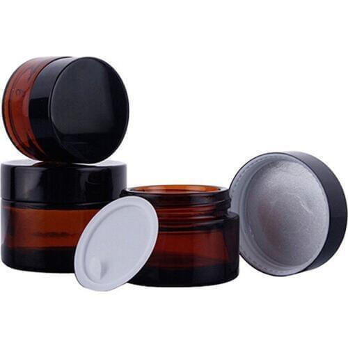 Free Shipping 4PCS 20ML Amber Glass Refillable Cosmetic Cream Jars Pot Empty Bottle Container with Screw Lid (20Gram)