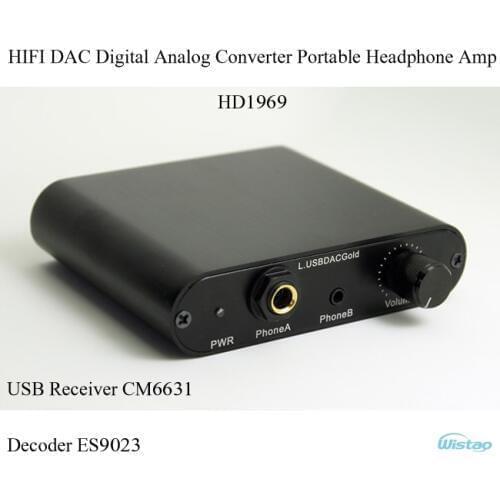 IWISTAO HIFI DAC Digital Analog Converter Portable USB Receiver CM6631 Decoder ES9023 Headphone Amp HD1969 16-24bit/44.1K-192K