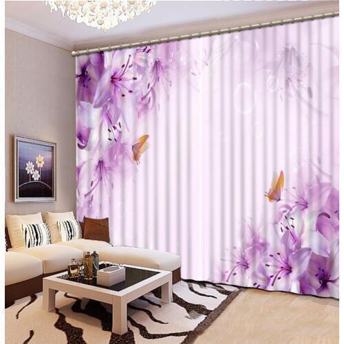 Flower Curtains purple lilac Luxury Blackout 3D Curtains For Living Room office Bedroom